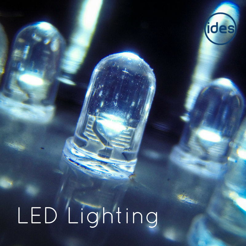 Images of LED lighting, representing a blog by IDES UK, commercial lighting specialists, exploring what makes LED the most cost and energy efficient decision for service, commercial and industrial businesses.
