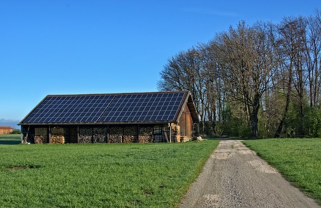 Solar panelled farm building 